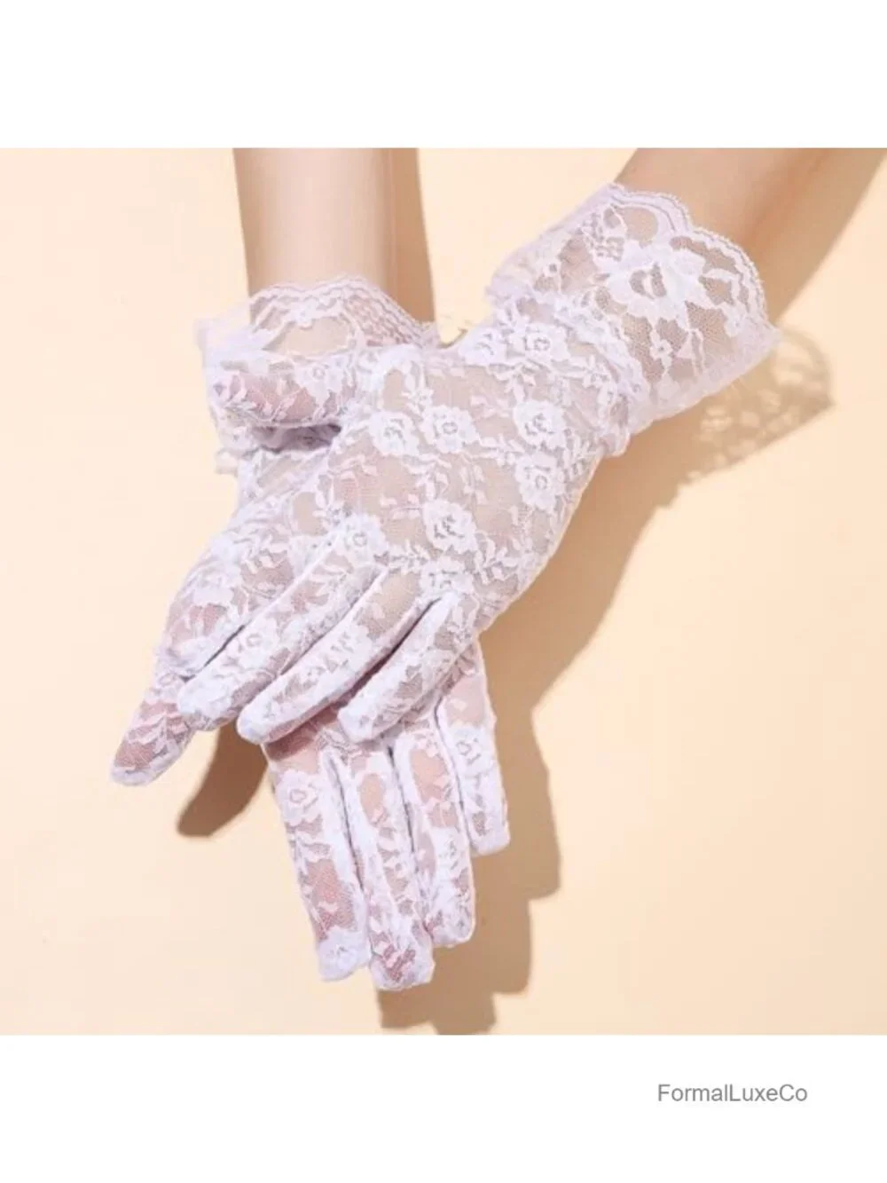 Women Lace Gloves Tea Party Elegant Short Vintage Summer Glove Dressy